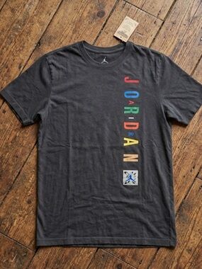Jordan Black Tee with Colorful Lettering
